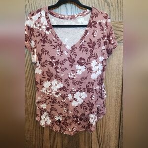 Latched Mama Mauve Floral Boyfriend NURSING Tee